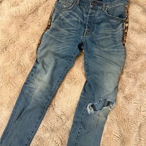 AMIRI Blue Denim Jeans with Silver Buttons